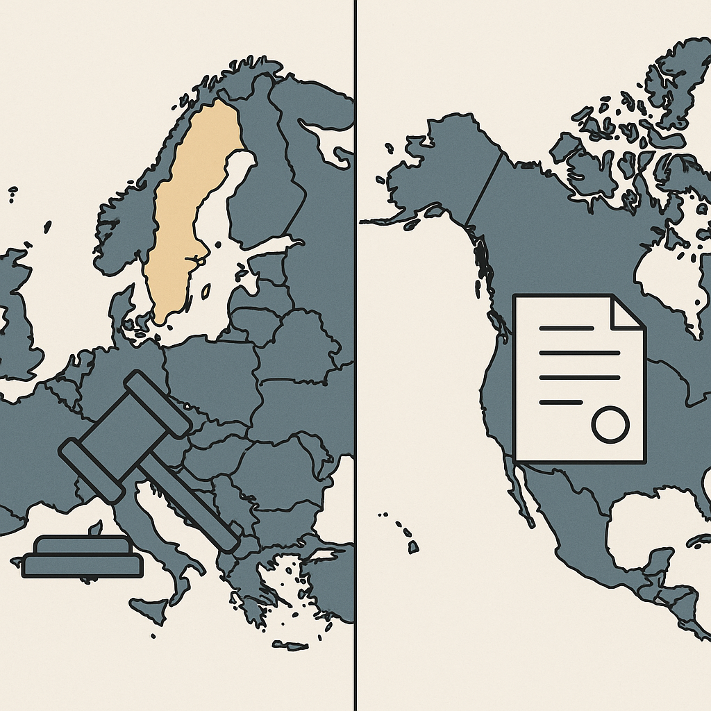 A map highlighting the different regulatory environments for oral tobacco in Europe and North America.