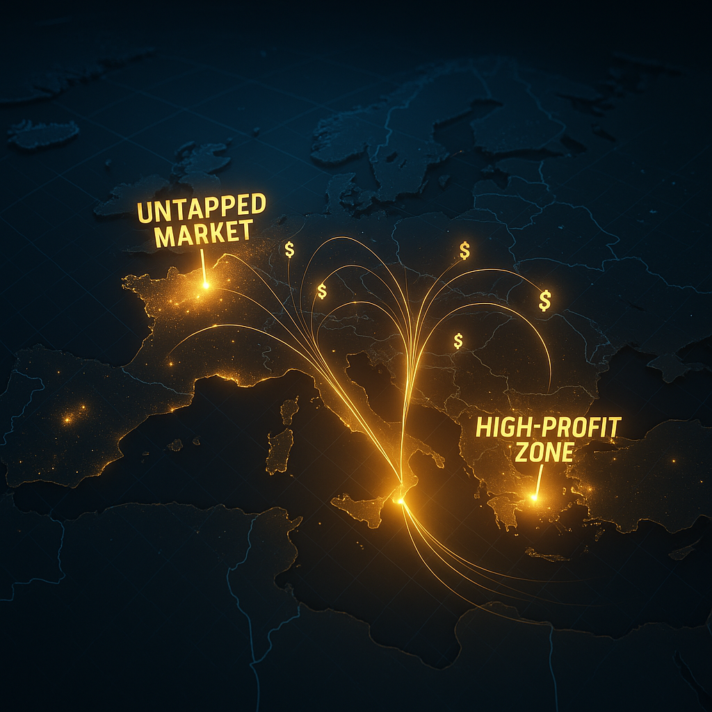 A strategic map highlighting untapped, high-profit zones for nicotine pouches based on nicotine pouch classification analysis in Europe and the Middle East.